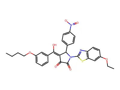 4-[(3-Butoxyphenyl)(hydroxy)methylidene]-1-(6-ethoxy-1,3-benzothiazol-2-yl)-5-(4-nitrophenyl)pyrrolidine-2,3-dione structure