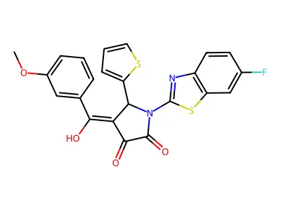 1-(6-Fluoro-1,3-benzothiazol-2-yl)-4-[hydroxy(3-methoxyphenyl)methylidene]-5-(thiophen-2-yl)pyrrolidine-2,3-dione structure