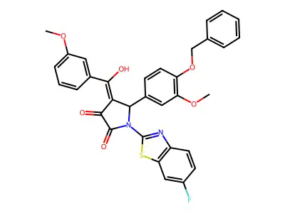 5-[4-(Benzyloxy)-3-methoxyphenyl]-1-(6-fluoro-1,3-benzothiazol-2-yl)-4-[hydroxy(3-methoxyphenyl)methylidene]pyrrolidine-2,3-dione structure