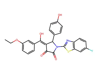 4-[(3-Ethoxyphenyl)(hydroxy)methylidene]-1-(6-fluoro-1,3-benzothiazol-2-yl)-5-(4-hydroxyphenyl)pyrrolidine-2,3-dione structure