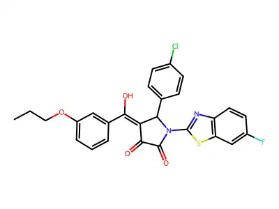 5-(4-Chlorophenyl)-1-(6-fluoro-1,3-benzothiazol-2-yl)-4-[hydroxy(3-propoxyphenyl)methylidene]pyrrolidine-2,3-dione structure