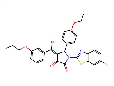 5-(4-ethoxyphenyl)-1-(6-fluoro-1,3-benzothiazol-2-yl)-4-[hydroxy-(3-propoxyphenyl)methylidene]pyrrolidine-2,3-dione structure