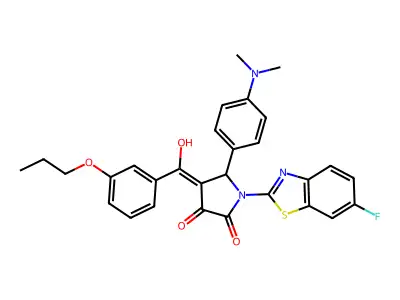 5-(4-dimethylaminophenyl)-1-(6-fluoro-1,3-benzothiazol-2-yl)-4-[hydroxy-(3-propoxyphenyl)methylidene]pyrrolidine-2,3-dione structure