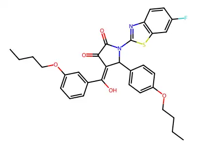 5-(4-Butoxyphenyl)-4-[(3-butoxyphenyl)(hydroxy)methylidene]-1-(6-fluoro-1,3-benzothiazol-2-yl)pyrrolidine-2,3-dione structure