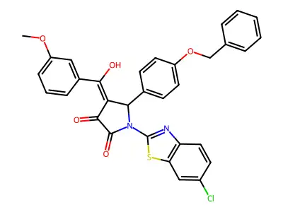 1-(6-chloro-1,3-benzothiazol-2-yl)-4-[hydroxy-(3-methoxyphenyl)methylidene]-5-(4-phenylmethoxyphenyl)pyrrolidine-2,3-dione structure