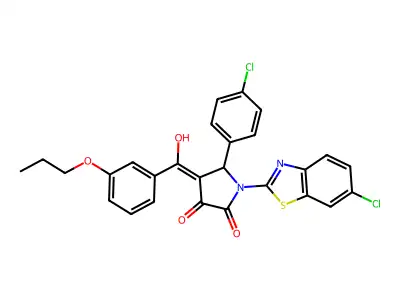 1-(6-chloro-1,3-benzothiazol-2-yl)-5-(4-chlorophenyl)-4-[hydroxy-(3-propoxyphenyl)methylidene]pyrrolidine-2,3-dione structure