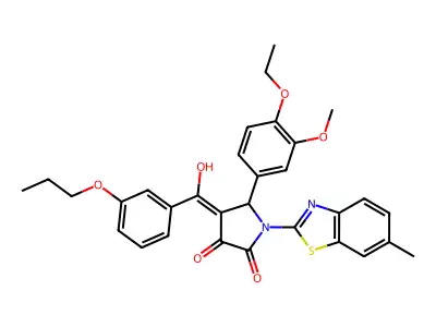 5-(4-Ethoxy-3-methoxyphenyl)-4-[hydroxy(3-propoxyphenyl)methylidene]-1-(6-methyl-1,3-benzothiazol-2-yl)pyrrolidine-2,3-dione structure