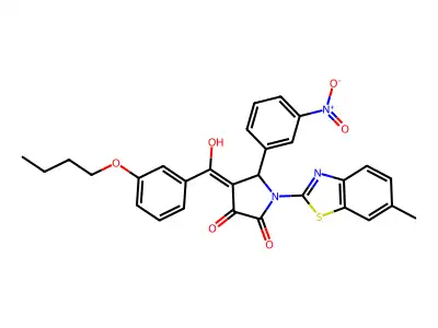 4-[(3-Butoxyphenyl)(hydroxy)methylidene]-1-(6-methyl-1,3-benzothiazol-2-yl)-5-(3-nitrophenyl)pyrrolidine-2,3-dione structure