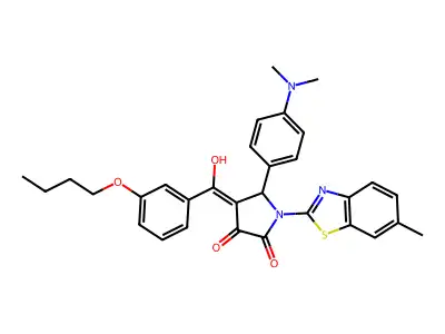 4-[(3-Butoxyphenyl)(hydroxy)methylidene]-5-[4-(dimethylamino)phenyl]-1-(6-methyl-1,3-benzothiazol-2-yl)pyrrolidine-2,3-dione structure