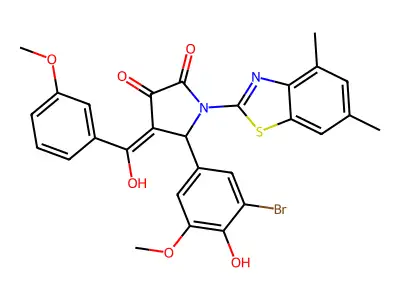 5-(3-Bromo-4-hydroxy-5-methoxyphenyl)-1-(4,6-dimethyl-1,3-benzothiazol-2-yl)-4-[hydroxy(3-methoxyphenyl)methylidene]pyrrolidine-2,3-dione structure