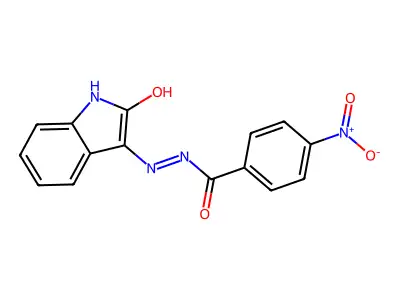 4-nitro-N'-(2-oxo-1,2-dihydro-3H-indol-3-ylidene)benzohydrazide structure