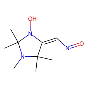 1-Hydroxy-2,2,3,4,4-pentamethyl-5-(nitrosomethylidene)imidazolidine structure