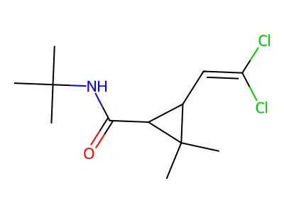 N-tert-butyl-3-(2,2-dichloroethenyl)-2,2-dimethylcyclopropanecarboxamide structure