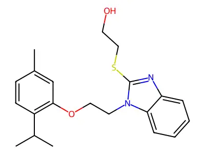 2-[1-[2-(5-Methyl-2-propan-2-ylphenoxy)ethyl]benzimidazol-2-yl]sulfanylethanol structure