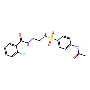 N-[2-({[4-(acetylamino)phenyl]sulfonyl}amino)ethyl]-2-fluorobenzamide structure
