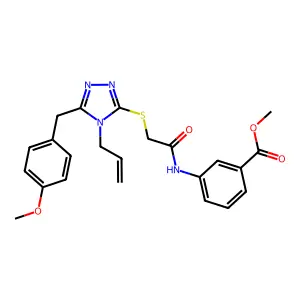 methyl 3-[({[5-(4-methoxybenzyl)-4-(prop-2-en-1-yl)-4H-1,2,4-triazol-3-yl]sulfanyl}acetyl)amino]benzoate structure