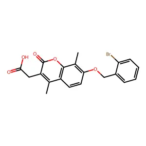 2-[7-[(2-Bromophenyl)methoxy]-4,8-dimethyl-2-oxochromen-3-yl]acetic acid structure