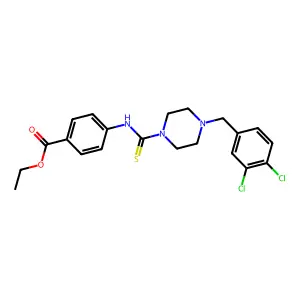 Ethyl 4-({[4-(3,4-dichlorobenzyl)piperazin-1-yl]carbonothioyl}amino)benzoate structure