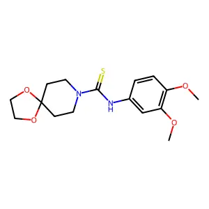 N-(3,4-dimethoxyphenyl)-1,4-dioxa-8-azaspiro[4.5]decane-8-carbothioamide structure