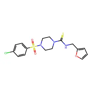 4-(4-chlorophenyl)sulfonyl-N-(furan-2-ylmethyl)piperazine-1-carbothioamide structure