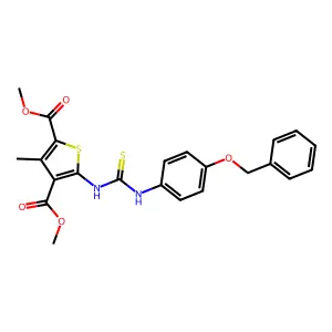 dimethyl 3-methyl-5-[(4-phenylmethoxyphenyl)carbamothioylamino]thiophene-2,4-dicarboxylate structure