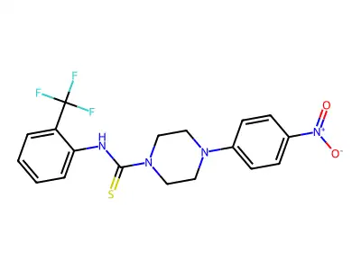 4-(4-nitrophenyl)-N-[2-(trifluoromethyl)phenyl]piperazine-1-carbothioamide structure