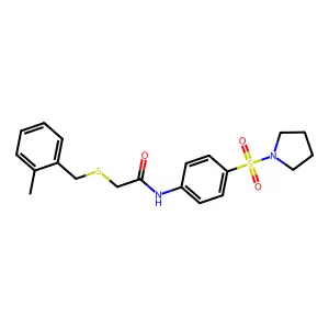 2-[(2-methylphenyl)methylsulfanyl]-N-(4-pyrrolidin-1-ylsulfonylphenyl)acetamide structure