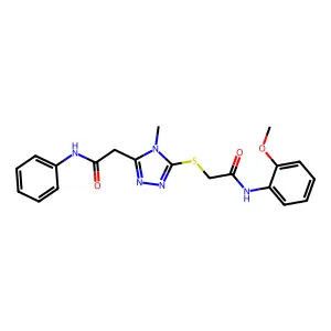 2-[5-({2-[(2-methoxyphenyl)amino]-2-oxoethyl}sulfanyl)-4-methyl-4H-1,2,4-triazol-3-yl]-N-phenylacetamide structure
