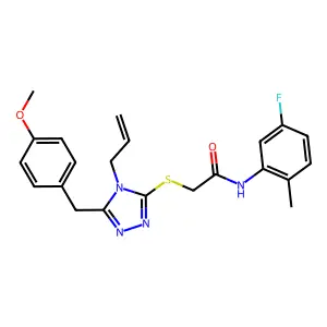 N-(5-fluoro-2-methylphenyl)-2-[[5-[(4-methoxyphenyl)methyl]-4-prop-2-enyl-1,2,4-triazol-3-yl]sulfanyl]acetamide structure