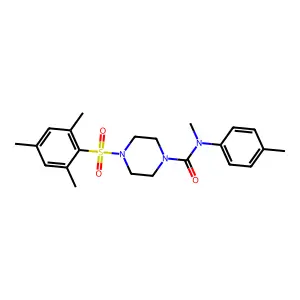 4-(mesitylsulfonyl)-N-methyl-N-(4-methylphenyl)-1-piperazinecarboxamide structure