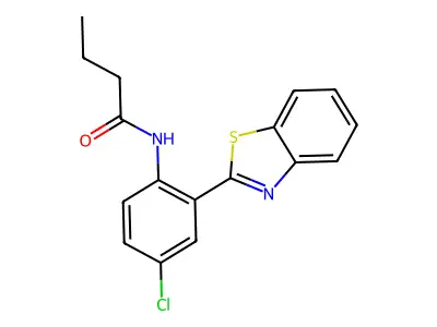 N-[2-(1,3-benzothiazol-2-yl)-4-chlorophenyl]butanamide structure