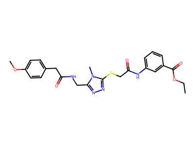 ethyl 3-[({[5-({[(4-methoxyphenyl)acetyl]amino}methyl)-4-methyl-4H-1,2,4-triazol-3-yl]sulfanyl}acetyl)amino]benzoate structure