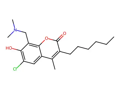 6-chloro-8-[(dimethylamino)methyl]-3-hexyl-7-hydroxy-4-methyl-2H-chromen-2-one structure