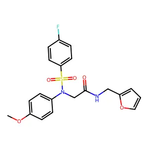 2-(N-(4-fluorophenyl)sulfonyl-4-methoxyanilino)-N-(furan-2-ylmethyl)acetamide structure