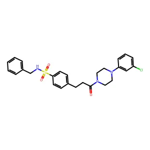 N-benzyl-4-[3-[4-(3-chlorophenyl)piperazin-1-yl]-3-oxopropyl]benzenesulfonamide structure