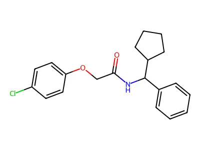 2-(4-chlorophenoxy)-N-[cyclopentyl(phenyl)methyl]acetamide structure