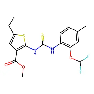 methyl 2-(3-(2-(difluoromethoxy)-4-methylphenyl)thioureido)-5-ethylthiophene-3-carboxylate structure