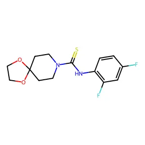 N-(2,4-difluorophenyl)-1,4-dioxa-8-azaspiro[4.5]decane-8-carbothioamide structure