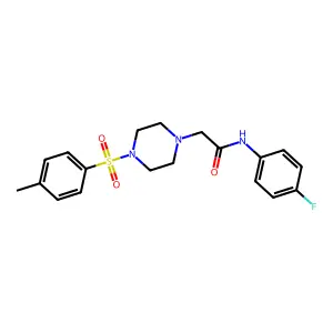 N-(4-fluorophenyl)-2-[4-(4-methylphenyl)sulfonylpiperazin-1-yl]acetamide structure