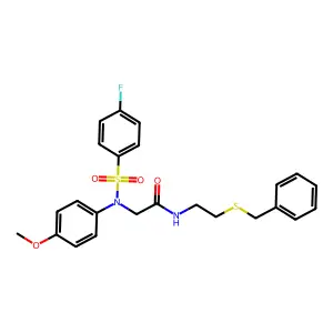 N-(2-benzylsulfanylethyl)-2-(N-(4-fluorophenyl)sulfonyl-4-methoxyanilino)acetamide structure