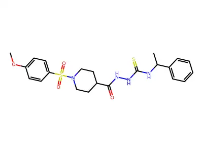 1-[[1-(4-methoxyphenyl)sulfonylpiperidine-4-carbonyl]amino]-3-(1-phenylethyl)thiourea structure
