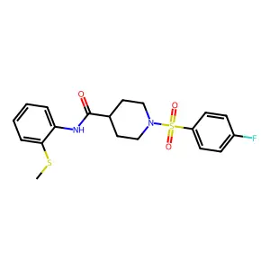 1-(4-fluorophenyl)sulfonyl-N-(2-methylsulfanylphenyl)piperidine-4-carboxamide structure