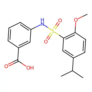 3-({[2-Methoxy-5-(methylethyl)phenyl]sulfonyl}amino)benzoic acid structure