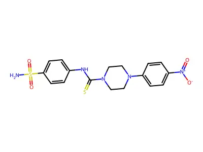 4-(4-nitrophenyl)-N-(4-sulfamoylphenyl)piperazine-1-carbothioamide structure