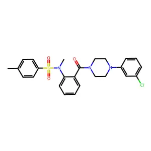 N-[2-[4-(3-chlorophenyl)piperazine-1-carbonyl]phenyl]-N,4-dimethylbenzenesulfonamide structure