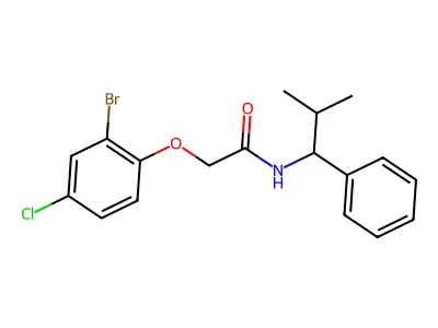 2-(2-bromo-4-chlorophenoxy)-N-(2-methyl-1-phenylpropyl)acetamide structure