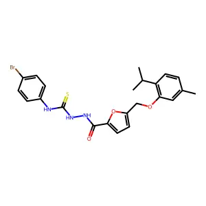 1-(4-bromophenyl)-3-[[5-[(5-methyl-2-propan-2-ylphenoxy)methyl]furan-2-carbonyl]amino]thiourea structure