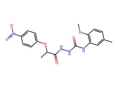 1-(2-Methoxy-5-methylphenyl)-3-[2-(4-nitrophenoxy)propanoylamino]urea structure
