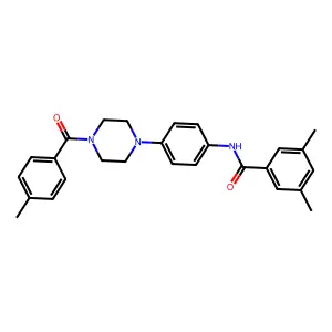 3,5-dimethyl-N-[4-[4-(4-methylbenzoyl)piperazin-1-yl]phenyl]benzamide structure