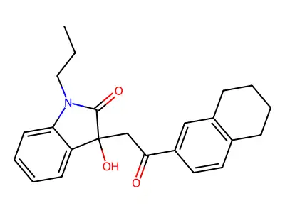 3-hydroxy-3-[2-oxo-2-(5,6,7,8-tetrahydronaphthalen-2-yl)ethyl]-1-propylindol-2-one structure